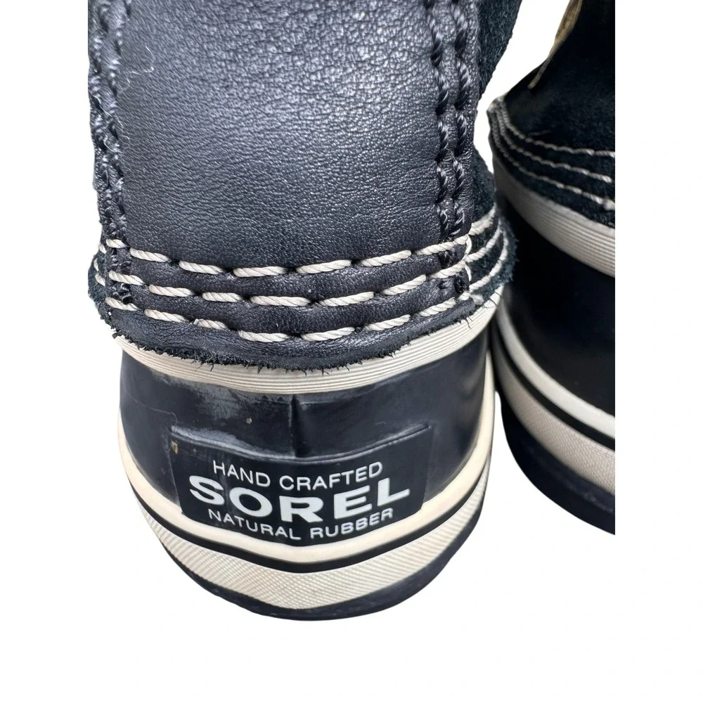 Sorel Women Waterproof Winter Snow Boots Black Fur Trim Lace Up 6 Joan of Arctic